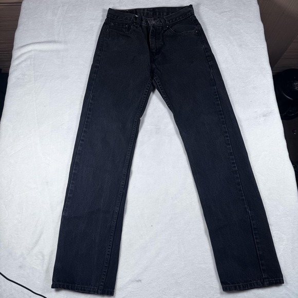 Levis 505 Jeans Mens 29x34 Gray Black Wash Straight Leg Denim Mid Rise Zip Fly - Picture 3 of 9